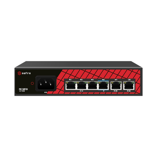 Switch 4 Portas Hi-PoE + 2 Uplink Safire